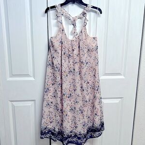 Motherhood Oink Floral Print Lace Racer Back Lined Dress Size L